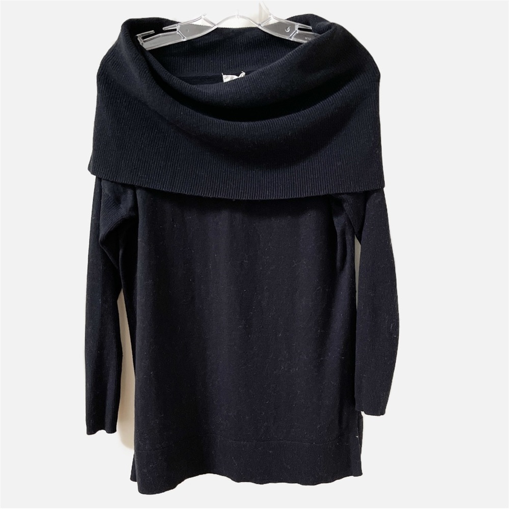 Caslon Black Cowl Off The shoulder Knit Sweater Black Size Small